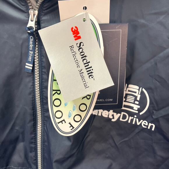 Charles River Men New Englander Rain Jacket Navy Blue 3XL Dot Safety Driven Logo - Picture 2 of 16